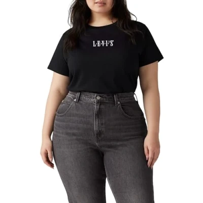 Image of Levi&#039;s Plus Perfect Print Tshirt, Women&#039;s, Size: 26/28, Caviar
