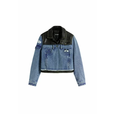 Image of Desigual Waxed MICKEY Denim jacket, Women&#039;s, Size: 14, Blue