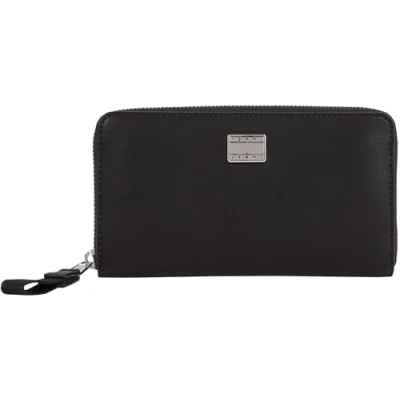 Image of TOMMY JEANS Women&#039;s TJW American Cool Large ZA AW0AW17299 Zip Around Wallet, Black (Black), OS, One Size