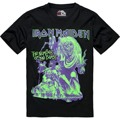 Image of Brandit IRON Maiden NOTB GLOW IN THE DARK Pigment Print Tshirt, Men&#039;s, Size: 6XL, Black