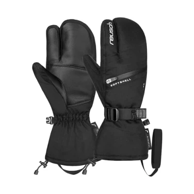 Image of Reusch Demi R TEX® XT Lobster Warm, Waterproof, Windproof and Breathable 3 Finger Gloves, Winter Snow Ski Gloves for Women, 7, Black/Silver