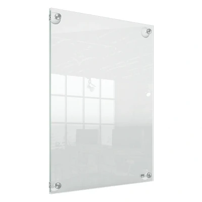Image of Nobo A3 Acrylic Wall Mounted Repositionable Poster Frame, Frameless, Portrait/Landscape, Suction Cup Pad Mounting, Premium Plus, Clear, 1915599