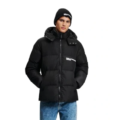 Image of Karl Lagerfeld Jeans Hooded Puffer Winter jacket, Men&#039;s, Size: Small, Black