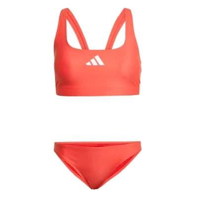 Image of adidas Performance 3STRIPES Vback SET Bikini, Women&#039;s, Size: 24, Semi lucid red white