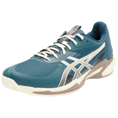 Image of Asics Solution Speed FF 3 Clay court tennis shoes, Men&#039;s, Size: 13, Saxon green/birch shoes