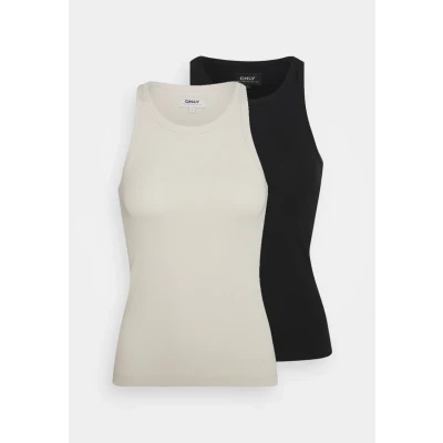 Image of ONLY Onllindsay TANK 2 PACK Top, Women&#039;s, Size: XXS, Black/pumice stone