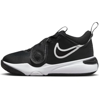 Image of Nike Performance TEAM Hustle 11 Unisex Basketball shoes for kids, Size: 13K, Black/white Synthetics/textile