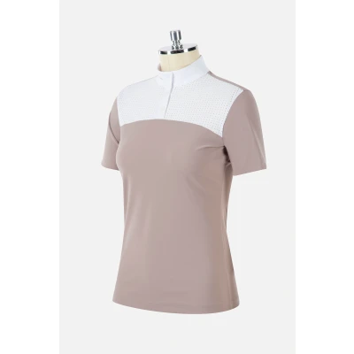 Image of Animo Ladies Baghera Show Shirt Short Sleeves White Gobbi UK8 Shirts Horse &amp; Equestrian