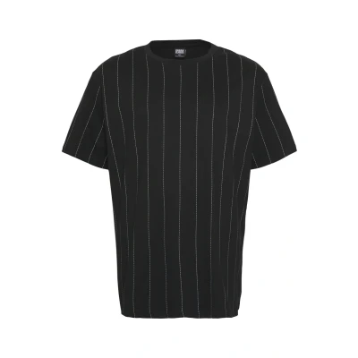 Image of Urban Classics Men&#039;s T Shirt Oversized Pinstripe Tee, Black, 3XL Plus