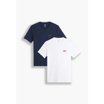 Image of Levi&#039;s Crewneck Graphic 2 PACK Basic Tshirt, Men&#039;s, Size: Medium, White/dark blue