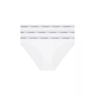 Image of Calvin Klein Women&#039;s Pack of 3 Briefs Bikini Shape Cotton with Stretch, White (White/White/White), XXL