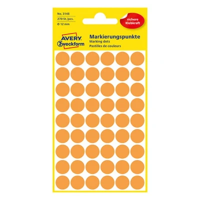 Image of Avery Zweckform 3147 Marking dots 5 Blatt, 270 Etiketten Bright Orange