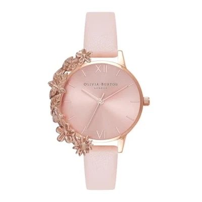 Image of Olivia Burton Analogue Quartz Watch for Women with Blush Leather Strap OB16CB11, Nude Peach &amp; Rose Gold, strip