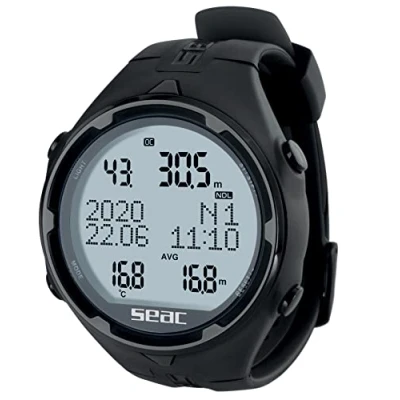 Image of SEAC Action HR, Dive Computer with USB Cable for Scuba and Freediving, Logbook, Planner, Safety Alarms