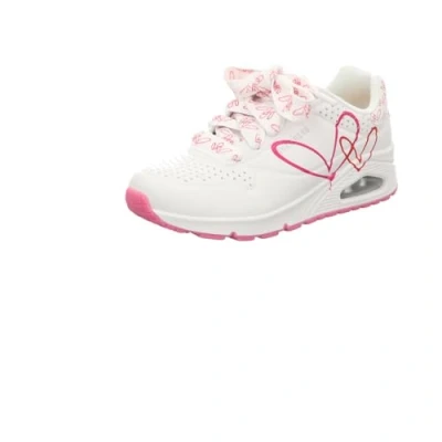 Image of Skechers Women&#039;s Uno Twin Hearts Sneaker, White, 6.5 UK