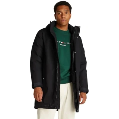 Image of Tommy Hilfiger Padded Parka Winter coat, Men&#039;s, Size: XL, Black