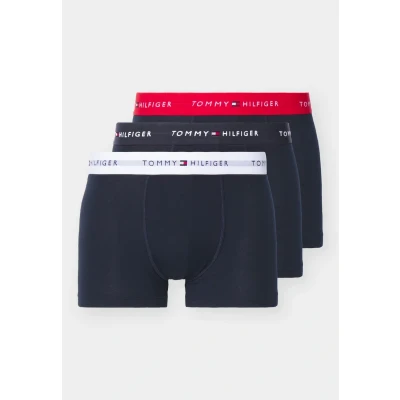 Image of Tommy Hilfiger Men&#039;s Trunk (Pack of 3), White (Primary Red/White/Desert Sky), S
