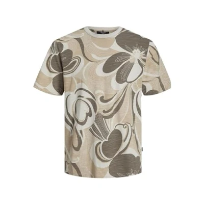 Image of Jack &amp; Jones Premium ALL OVER Rundhals Print Tshirt, Men&#039;s, Size: XS, Travertine