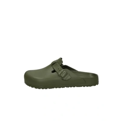 Image of Birkenstock Boston Regular Unisex Mules, Size: 8, Khaki Synthetics