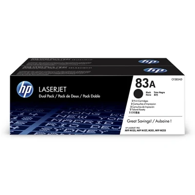 Image of HP CF283AD 83A Original LaserJet Toner Cartridges, Black, Dual Pack