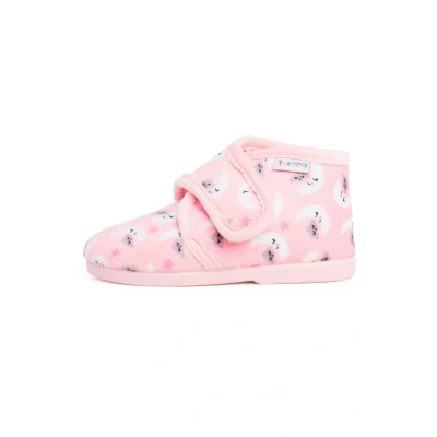 Image of Pisamonas Slippers for kids, Size: 3K, Rosa lunas Textile