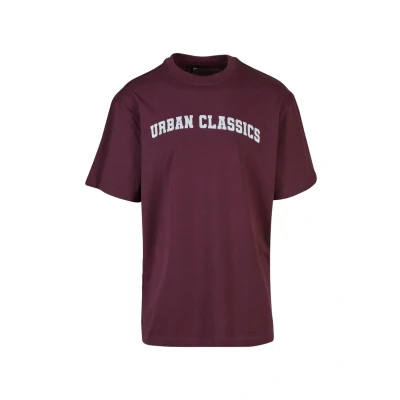 Image of Urban Classics College TEE Print Tshirt, Men&#039;s, Size: Large, Redwine