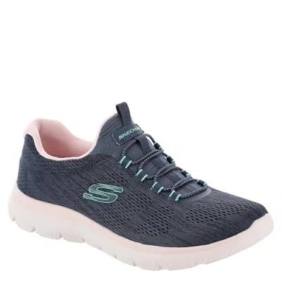 Image of Skechers Wide Fit Summits Trainers navy/pink/turquoise, Women&#039;s, Size: 9, Navy/pink/turquoise Textile/synthetics