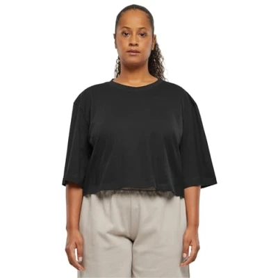 Image of Urban Classics Heavy Oversized Cropped Basic Tshirt, Women&#039;s, Size: Large, Black