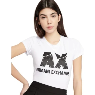 Image of Armani Exchange Print Tshirt, Women&#039;s, Size: XS, White