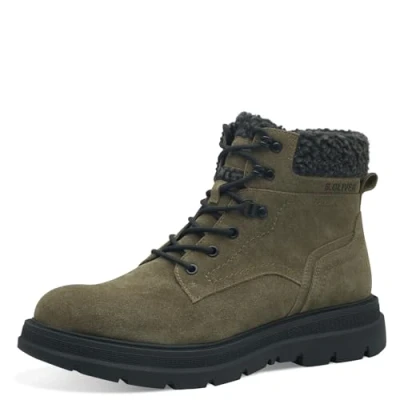 Image of s.Oliver Laceup ankle boots, Men&#039;s, Size: 8, Khaki Leather and textile