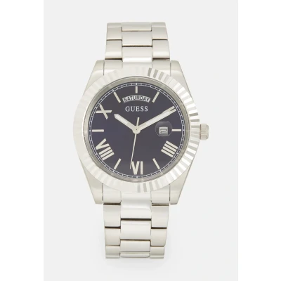 Image of Guess Connoisseur Unisex Watch Blue sunray/silvercoloured, Size: One Size, sunray/silver coloured