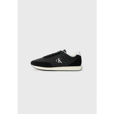 Image of Calvin Klein Jeans Retro Trainers, Men&#039;s, Size: 7, Black/bright white shoes