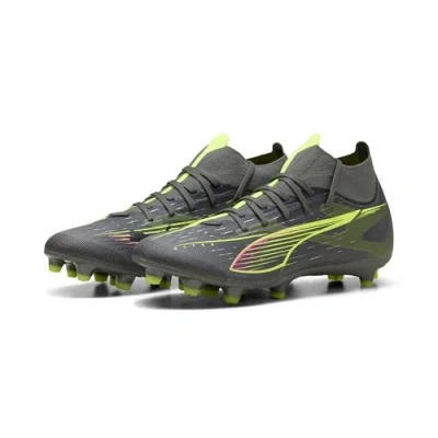 Image of Puma Ultra 5 Match Moulded stud football boots, Women&#039;s, Size: 35, Matte aged silver/yellow alert shoes