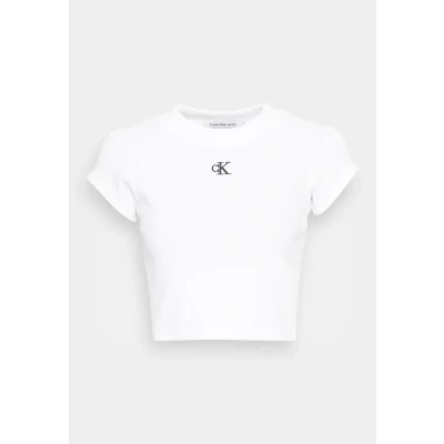 Image of Calvin Klein Jeans Cropped SLIM TEE Basic Tshirt, Women&#039;s, Size: XXL, Bright white