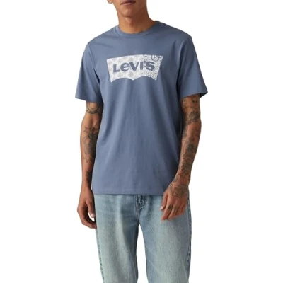 Image of Levi&#039;s Graphic CREW NECK TEE Print Tshirt, Men&#039;s, Size: XXL, Batwing fill vintage indigo
