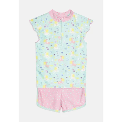 Image of Playshoes Unisex Children&#039;s UV Protection Swimming Set Two Piece Shirt Shorts Swimwear, Unicorn, 86 92