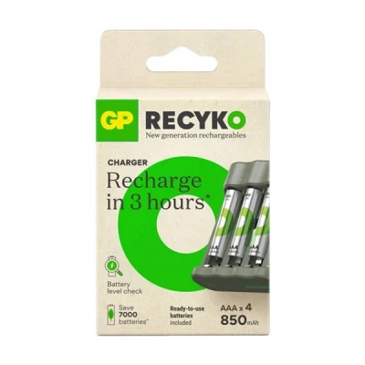 Image of GP Batteries Basic Line 4x ReCyko+ Micro Round Cell Charger with NiMH AAA