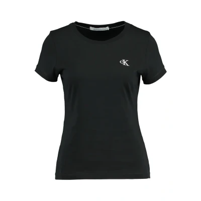 Image of Calvin Klein Jeans Embroidery SLIM TEE Basic Tshirt, Women&#039;s, Size: XL, Black