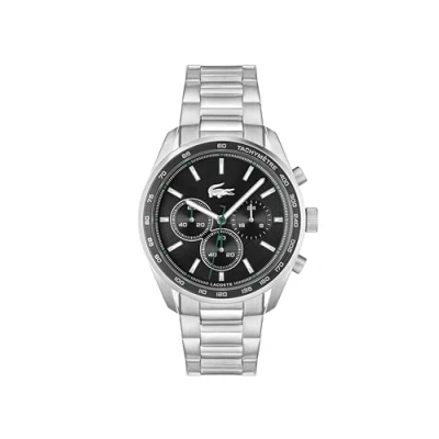 Image of Lacoste Boston Chronograph watch silvercoloured/black, Men&#039;s, Size: One Size, Silver coloured/black