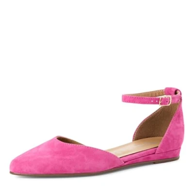 Image of Tamaris Ankle cuff ballet pumps, Women&#039;s, Size: 5, Pink Suede