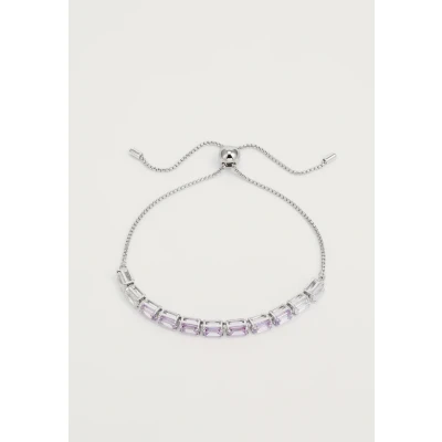 Image of Swarovski Matrix bracelet, Baguette cut, Purple, Rhodium plated, Medium, Crystals, Cubic Zirconia, Crystal
