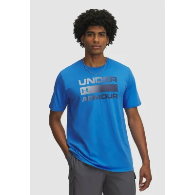 Image of Under Armour TEAM Issue Wordmark Sports Tshirt, Men&#039;s, Size: Large, Blue atlantis