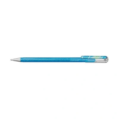 Image of Pentel Hybrid Dual Metallic Liquid Gel Rollerball Pen K110 Blue Grey/Metallic and Silver Pack of 3