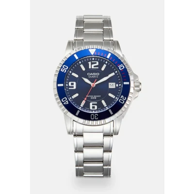 Image of Casio Watch silvercoloured/blue, Men&#039;s, Size: One Size, Silver coloured/blue