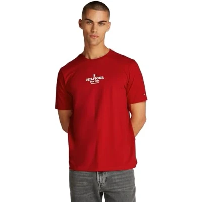 Image of Tommy Hilfiger TEE Unisex Print Tshirt, Size: Small, Medium red