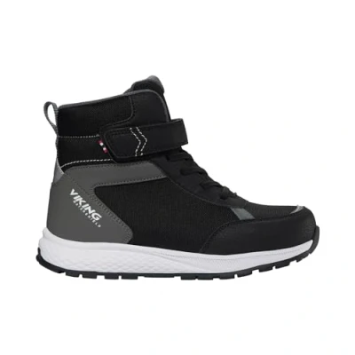 Image of Viking Equip WARM WP Unisex Laceup ankle boots for kids, Size: 6.5, Black/grey Textile/synthetics