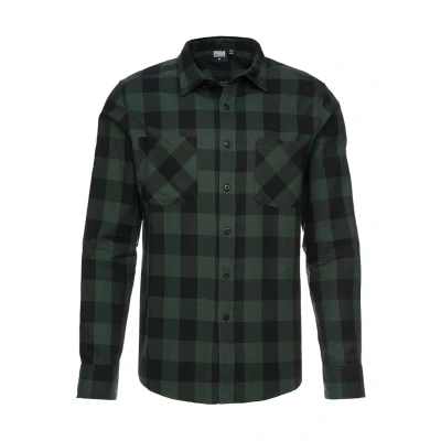 Image of Urban Classics Checked Shirt, Men&#039;s, Size: 3XL, Black/forest