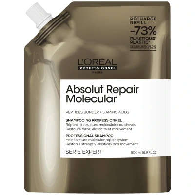 Image of L&#039;Oréal Professionnel Absolut Repair Molecular Shampoo Refill Pack 500ml for Damaged Hair