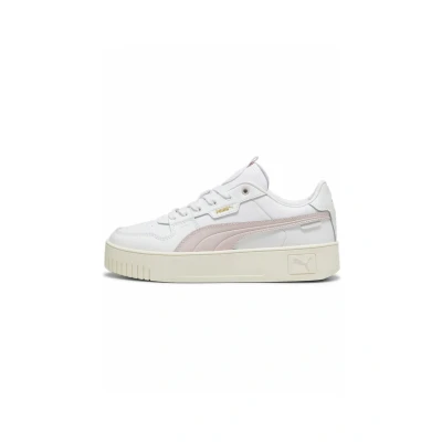 Image of Puma Carina Street LUX Sneakers Trainers, Women&#039;s, Size: 3, White mauve mist gold Leather/synthetics
