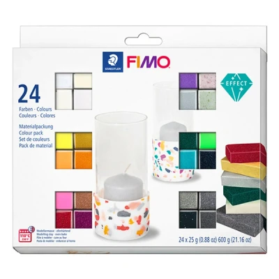 Image of STAEDTLER 8013 C24 1 FIMO Effect Oven Hardening Modelling Clay Assorted Colours (Pack of 24 x 25 g Half Blocks)